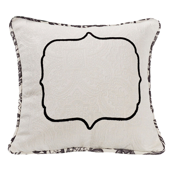 Hiend Accents Augusta Embroidered Toile Throw Pillow - Classic French Design For Elegant Bedroom Decor & Comfort Black,White Face, 80% Polyester,20% Cotton,Back, 68% Viscose,32% Polyester,Fill, 100% Waterfowl Feathers Fb4162p1
