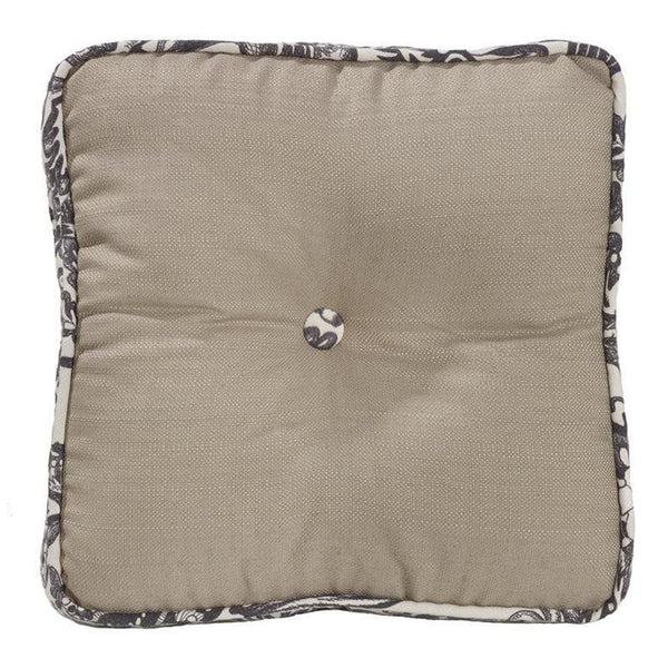 Hiend Accents Augusta Buttoned Toile Box Pillow - Timeless Elegance With Romantic Charm For Luxurious Home Decor Tan 10% Cotton,90% Polyester,Fill, 100% Waterfowl Feathers Fb4162p3