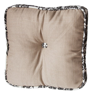 Hiend Accents Augusta Buttoned Toile Box Pillow - Timeless Elegance With Romantic Charm For Luxurious Home Decor Tan 10% Cotton,90% Polyester,Fill, 100% Waterfowl Feathers Fb4162p3