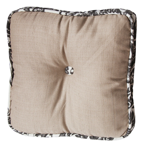 Hiend Accents Augusta Buttoned Toile Box Pillow - Timeless Elegance With Romantic Charm For Luxurious Home Decor Tan 10% Cotton,90% Polyester,Fill, 100% Waterfowl Feathers Fb4162p3