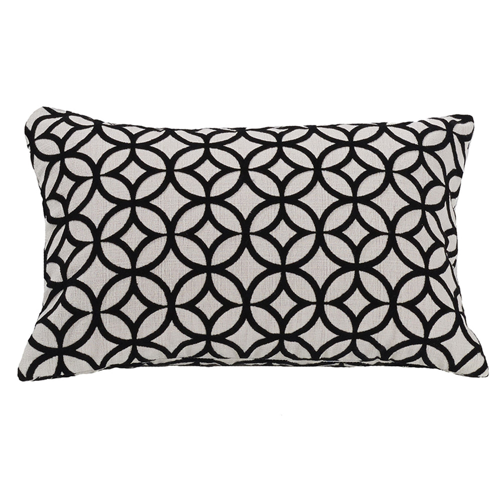 Hiend Accents Augusta Cut Velvet Lumbar Pillow - Elegant Accent For Sophisticated Home Decor & Luxurious Comfort Black,White 20% Cotton,80% Polyester,Fill, 100% Waterfowl Feathers Fb4162p4
