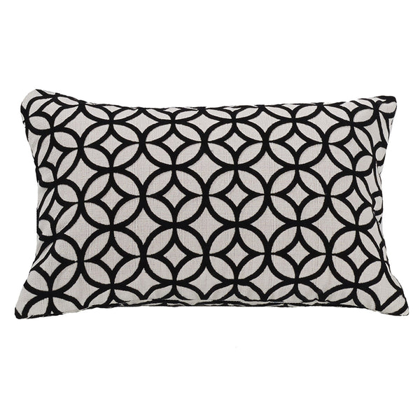 Hiend Accents Augusta Cut Velvet Lumbar Pillow - Elegant Accent For Sophisticated Home Decor & Luxurious Comfort Black,White 20% Cotton,80% Polyester,Fill, 100% Waterfowl Feathers Fb4162p4