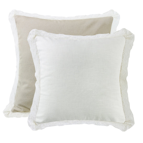 Hiend Accents Charlotte Laced Euro Sham - Luxurious Cotton Blend With Delicate Lace Trim For Elegant Decor White,Tan 80% Polyester,20% Cotton Fb4900es