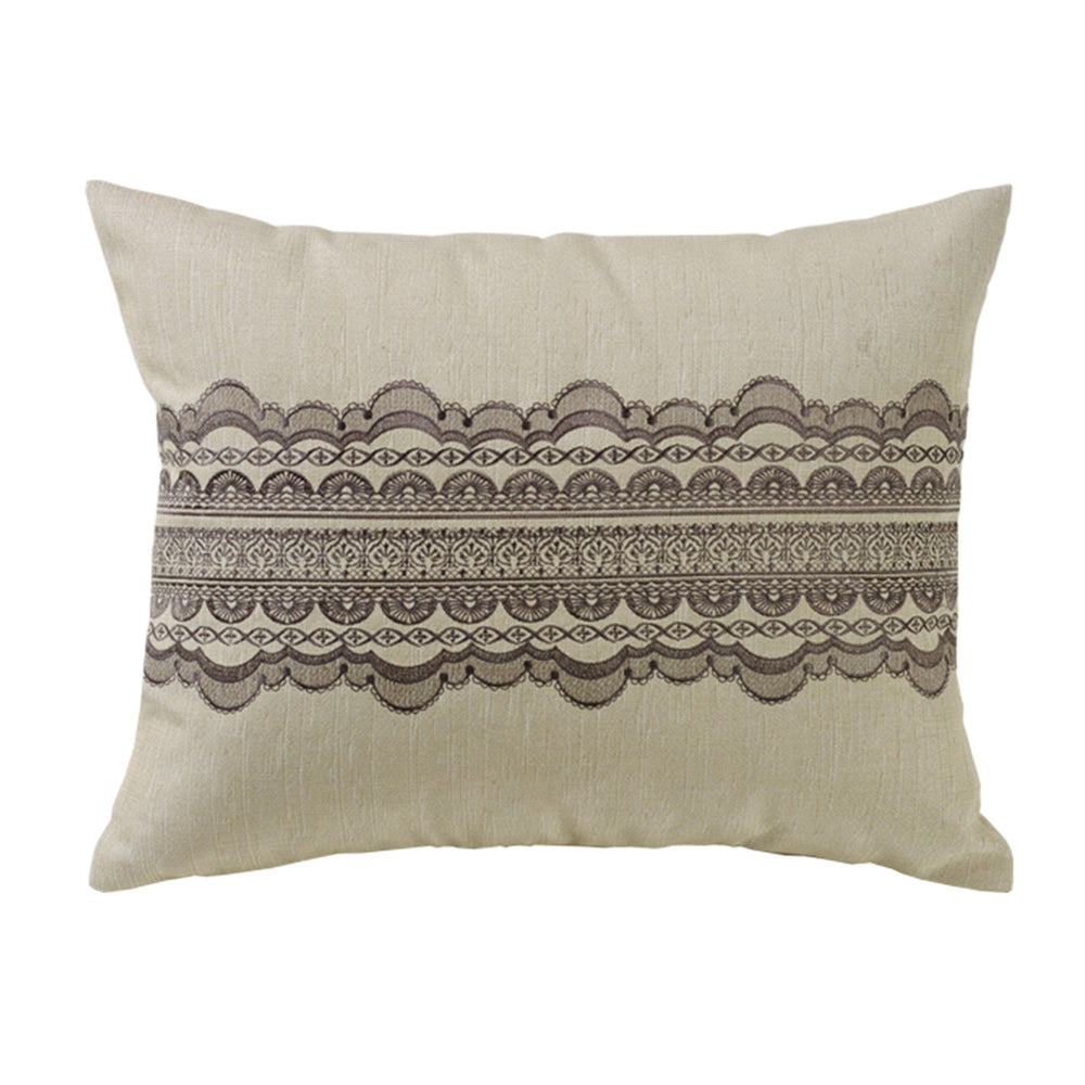 Hiend Accents Charlotte Scallop Lace Design Pillow - Rustic Elegance With Burlap And Luxurious Feather Filling Tan Shell, 40% Cotton,60% Polyester. Fill, 100% Waterfowl Feathers Fb4900p2