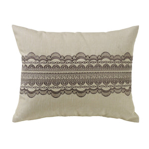 Hiend Accents Charlotte Scallop Lace Design Pillow - Rustic Elegance With Burlap And Luxurious Feather Filling Tan Shell, 40% Cotton,60% Polyester. Fill, 100% Waterfowl Feathers Fb4900p2