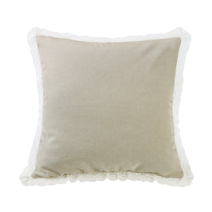 Hiend Accents Charlotte Rustic Burlap Pillow With Elegant Off-white Lace Trim - Ideal For Timeless Home Décor Tan Shell, 20% Cotton,80% Polyester. Fill, 100% Waterfowl Feathers Fb4900p3