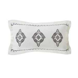Hiend Accents Charlotte Oblong Gray Embroidered Lace Design Pillow – Elegant Comfort For Your Living Space Cream Shell, 100% Polyester,Fill, 100% Waterfowl Feathers Fb4900p5