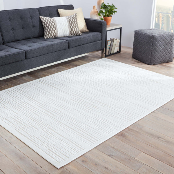 Jaipur Living Fables Linea Fb53 Powerloomed Machinemade 60% Rayon 35% Acrylic 5% Polyester Lines Abstract Indoor Rug White 60% Rayon 35% Acrylic 5% Polyester Rug134559