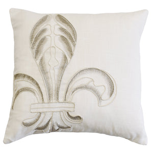 Hiend Accents Newport Embroidery Fleur De Lis Decorative Pillow For Elegant Home Décor And Cozy Comfort Cream  Fb5400p7
