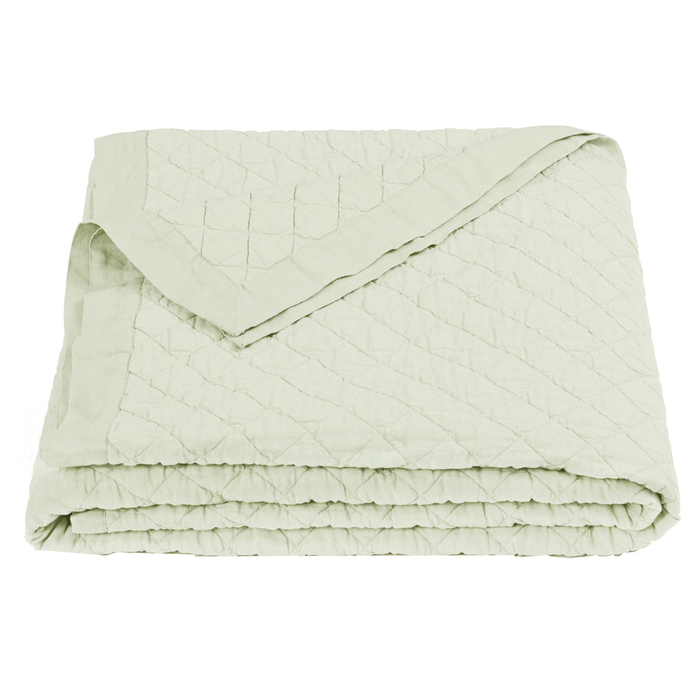 Hiend Accents Linen Cotton Diamond Quilt - Lightweight Elegance For Year-round Comfort And Timeless Style Sea Foam Face, 55% Linen,45% Cotton,Back, 100% Cotton,Fill, 100% Polyester Fb6100-fq-se