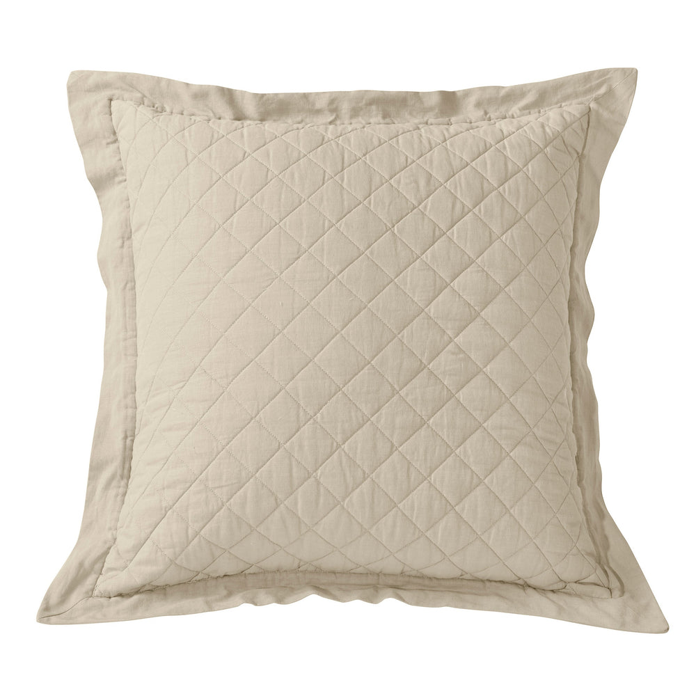 Hiend Accents Linen Cotton Diamond Quilted Euro Sham – Luxurious Texture For Stylish And Serene Bedroom Décor Light Tan Face, 55% Linen,45% Cotton,Back, 100% Cotton,Fill, 100% Polyester Fb6100es-os-lt