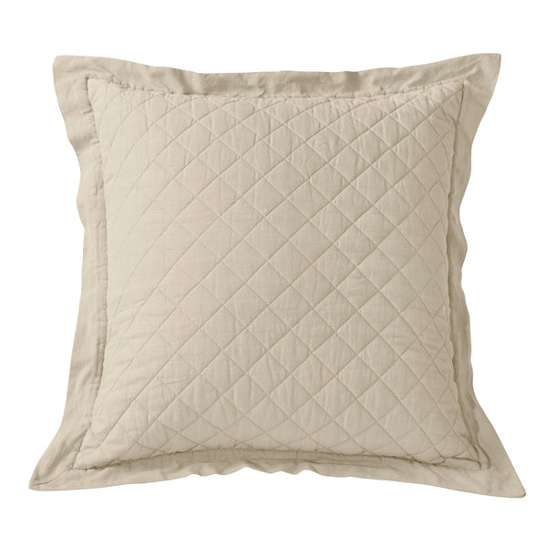 Hiend Accents Linen Cotton Diamond Quilted Euro Sham – Luxurious Texture For Stylish And Serene Bedroom Décor Light Tan Face, 55% Linen,45% Cotton,Back, 100% Cotton,Fill, 100% Polyester Fb6100es-os-lt