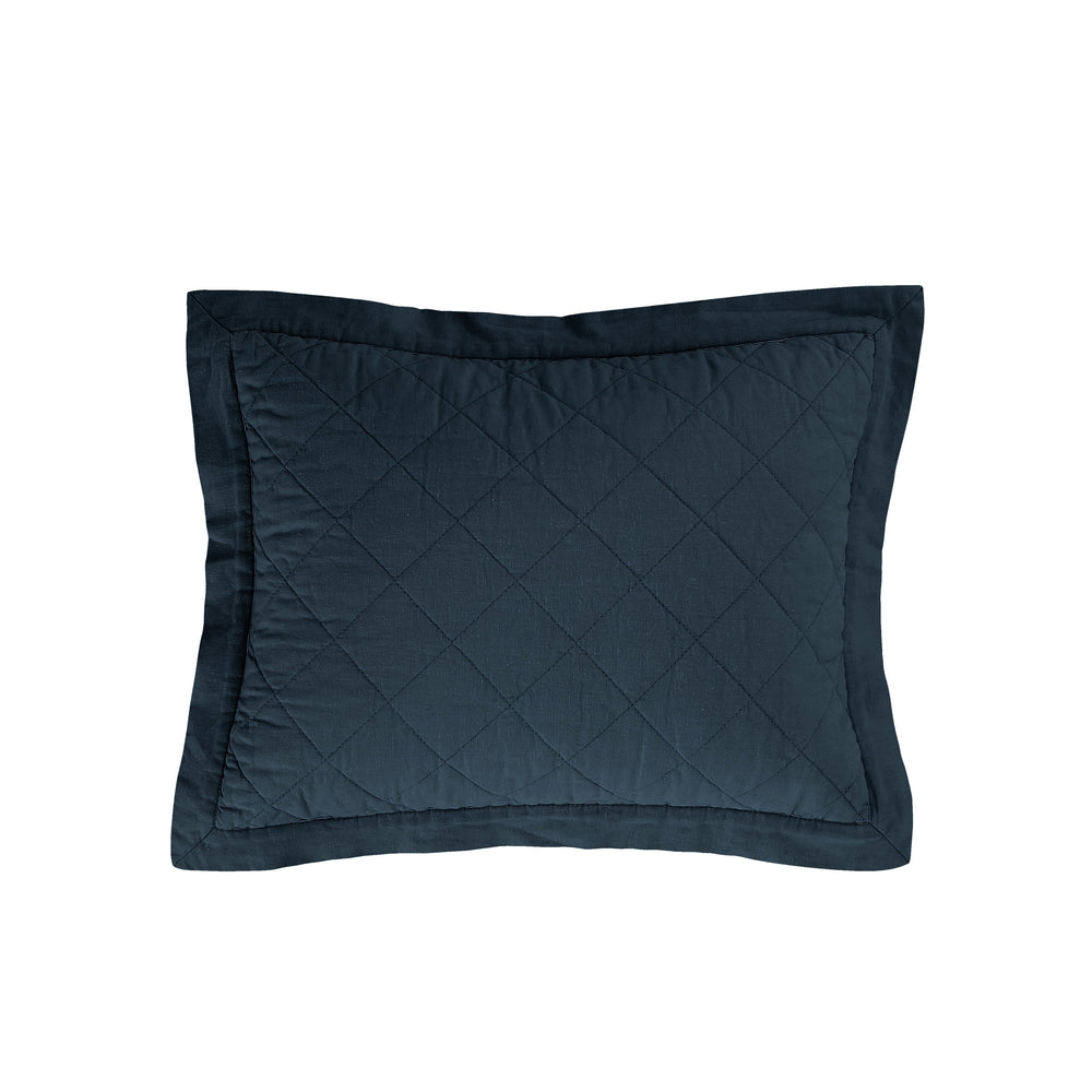 Hiend Accents Linen Cotton Diamond Quilted Boudoir Pillow - Elevate Your Bedroom Decor With Elegant Comfort & Style Navy Face, 55% Linen,45% Cotton,Back, 100% Cotton,Fill, 100% Waterfowl Feathers Fb6100p1-os-na