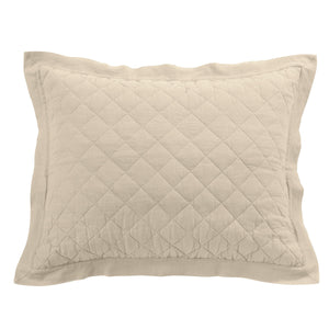 Hiend Accents Linen Cotton Diamond Quilted Pillow Sham - Elevate Your Bedroom With Elegant Comfort And Style Light Tan Face, 55% Linen,45% Cotton,Back, 100% Cotton,Fill, 100% Polyester Fb6100ps-ks-lt