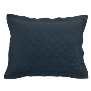 Hiend Accents Linen Cotton Diamond Quilted Pillow Sham - Elevate Your Bedroom With Elegant Comfort And Style Navy Face, 55% Linen,45% Cotton,Back, 100% Cotton,Fill, 100% Polyester Fb6100ps-ks-na
