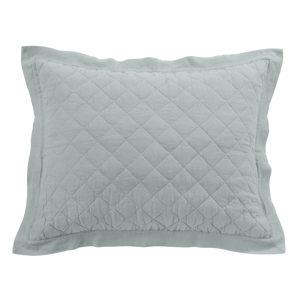 Hiend Accents Linen Cotton Diamond Quilted Pillow Sham - Elevate Your Bedroom With Elegant Comfort And Style Seaglass Face, 55% Linen,45% Cotton,Back, 100% Cotton,Fill, 100% Polyester Fb6100ps-ks-sg