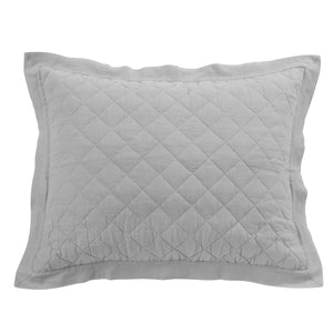 Hiend Accents Linen Cotton Diamond Quilted Pillow Sham - Elevate Your Bedroom With Elegant Comfort And Style Gray Face, 55% Linen,45% Cotton,Back, 100% Cotton,Fill, 100% Polyester Fb6100ps-ss-gy