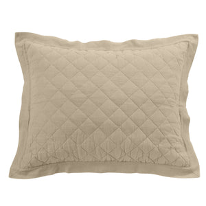 Hiend Accents Linen Cotton Diamond Quilted Pillow Sham - Elevate Your Bedroom With Elegant Comfort And Style Light Tan Face, 55% Linen,45% Cotton,Back, 100% Cotton,Fill, 100% Polyester Fb6100ps-ss-lt