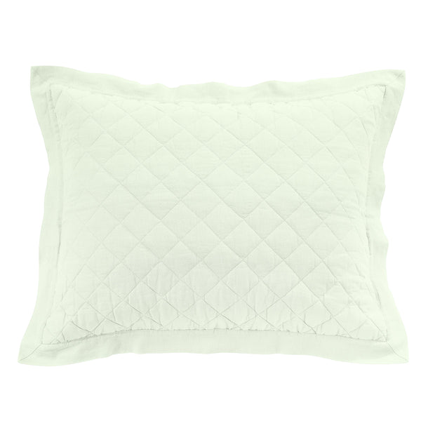 Hiend Accents Linen Cotton Diamond Quilted Pillow Sham - Elevate Your Bedroom With Elegant Comfort And Style Seafoam Face, 55% Linen,45% Cotton,Back, 100% Cotton,Fill, 100% Polyester Fb6100ps-ss-se