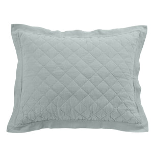 Hiend Accents Linen Cotton Diamond Quilted Pillow Sham - Elevate Your Bedroom With Elegant Comfort And Style Seaglass Face, 55% Linen,45% Cotton,Back, 100% Cotton,Fill, 100% Polyester Fb6100ps-ss-sg