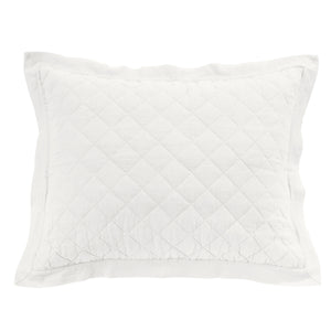 Hiend Accents Linen Cotton Diamond Quilted Pillow Sham - Elevate Your Bedroom With Elegant Comfort And Style Vintage White Face, 55% Linen,45% Cotton,Back, 100% Cotton,Fill, 100% Polyester Fb6100ps-ss-vw