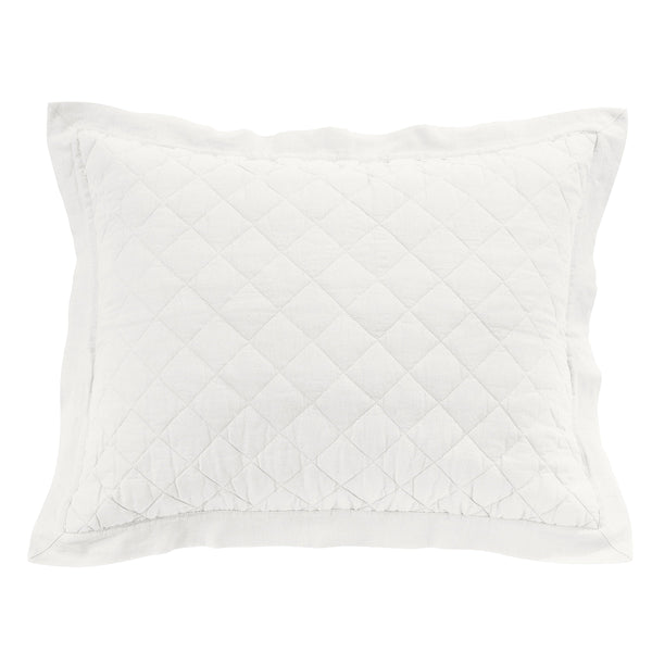 Hiend Accents Linen Cotton Diamond Quilted Pillow Sham - Elevate Your Bedroom With Elegant Comfort And Style Vintage White Face, 55% Linen,45% Cotton,Back, 100% Cotton,Fill, 100% Polyester Fb6100ps-ss-vw