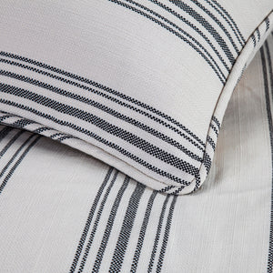 Hiend Accents Prescott Duvet Cover Set - Elegant Ticking Stripe Design For A Serene And Inviting Bedroom Retreat White,Black Duvet Cover ,Face, 100% Polyester,Back, 100% Cotton. Pillow Sham, 100% Polyester Fb6200-sq-bk