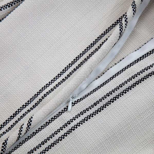 Hiend Accents Prescott Duvet Cover Set - Elegant Ticking Stripe Design For A Serene And Inviting Bedroom Retreat White,Black Duvet Cover ,Face, 100% Polyester,Back, 100% Cotton. Pillow Sham, 100% Polyester Fb6200-sq-bk