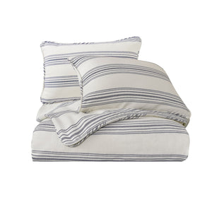 Hiend Accents Prescott Duvet Cover Set - Elegant Ticking Stripe Design For A Serene And Inviting Bedroom Retreat Navy Duvet Cover ,Face, 100% Polyester,Back, 100% Cotton. Pillow Sham ,100% Polyester. Fb6200-sk-na