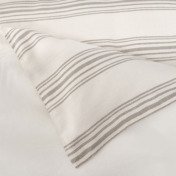 Hiend Accents Prescott Duvet Cover Set - Elegant Ticking Stripe Design For A Serene And Inviting Bedroom Retreat Taupe Duvet, Face, 100% Polyester,Back, 100% Cotton,King Sham, 100% Polyester (2pc) Fb6200-sk-tp