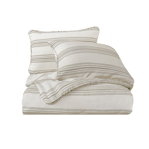 Hiend Accents Prescott Duvet Cover Set - Elegant Ticking Stripe Design For A Serene And Inviting Bedroom Retreat Taupe Duvet, Face, 100% Polyester,Back, 100% Cotton,King Sham, 100% Polyester (2pc) Fb6200-sk-tp