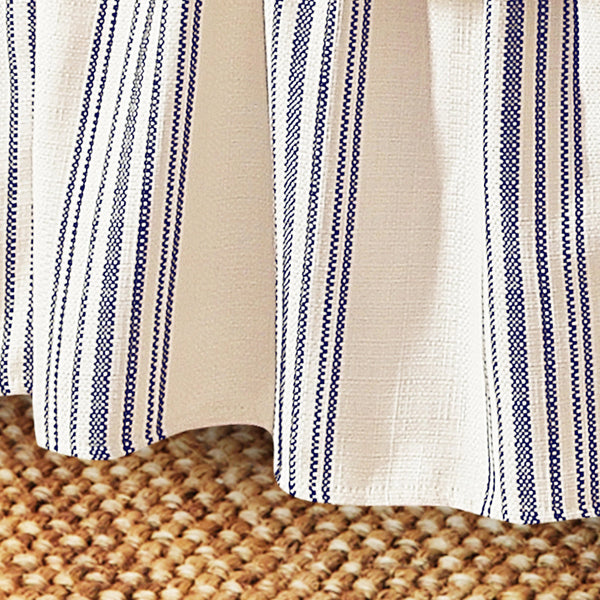 Hiend Accents Prescott Stripe Bed Skirt - Elegant Vintage White And Black Design For Timeless Bedroom Style Upgrade Cream,Navy Skirt, 100% Polyester,Decking,100% Polyester Fb6200bs-qn-na