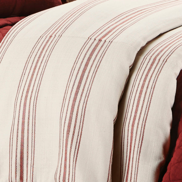 Hiend Accents Prescott Stripe Duvet Cover - Cozy Cottage-inspired Design For A Stylish Bedroom Retreat Experience White,Red 100% Polyester Fb6200du-sq-rd