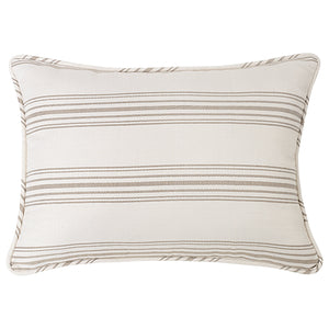 Hiend Accents Prescott Stripe Pillow Sham Set - Elegant Design For Cozy Bedroom Decor With Refined Piped Edges Taupe 100% Polyester Fb6200ps-kg-tp