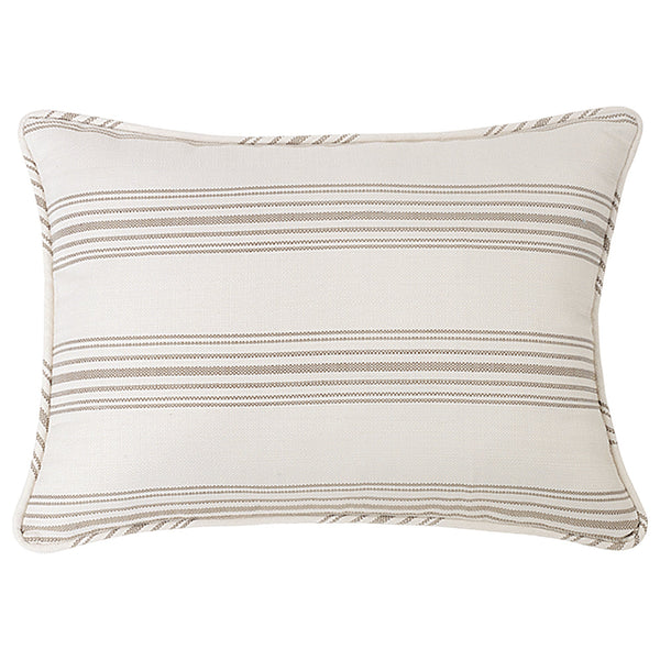 Hiend Accents Prescott Stripe Pillow Sham Set - Elegant Design For Cozy Bedroom Decor With Refined Piped Edges Taupe 100% Polyester Fb6200ps-kg-tp
