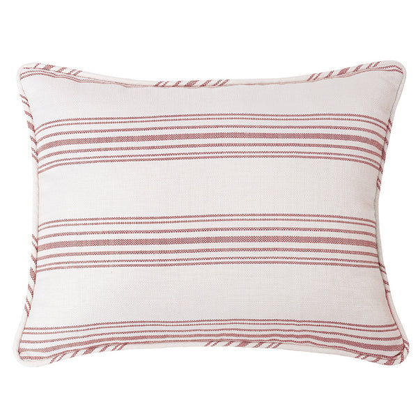 Hiend Accents Prescott Stripe Pillow Sham Set - Elegant Design For Cozy Bedroom Decor With Refined Piped Edges Red 100% Polyester Fb6200ps-qn-rd