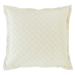 Hiend Accents Velvet Euro Sham - Luxurious Diamond Quilted Design For Elegant Bedroom Decor And Comfort Upgrade Cream 100% Polyester Fb6300es-os-cr