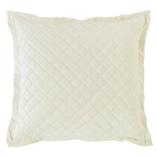 Hiend Accents Velvet Euro Sham - Luxurious Diamond Quilted Design For Elegant Bedroom Decor And Comfort Upgrade Cream 100% Polyester Fb6300es-os-cr