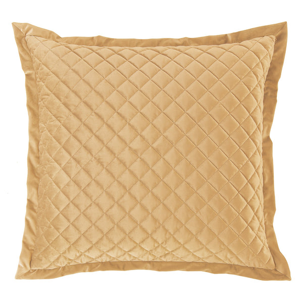 Hiend Accents Velvet Euro Sham - Luxurious Diamond Quilted Design For Elegant Bedroom Decor And Comfort Upgrade Gold 100% Polyester Fb6300es-os-gd
