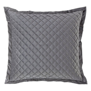 Hiend Accents Velvet Euro Sham - Luxurious Diamond Quilted Design For Elegant Bedroom Decor And Comfort Upgrade Gray 100% Polyester Fb6300es-os-gr