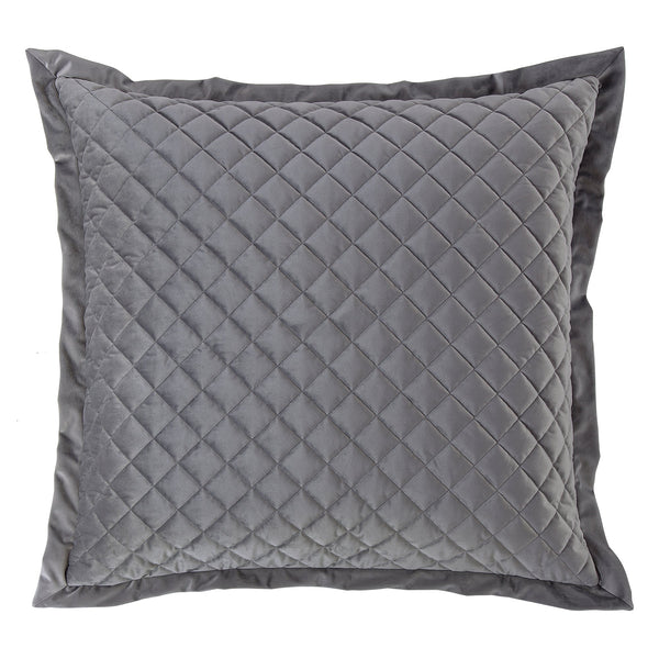 Hiend Accents Velvet Euro Sham - Luxurious Diamond Quilted Design For Elegant Bedroom Decor And Comfort Upgrade Gray 100% Polyester Fb6300es-os-gr