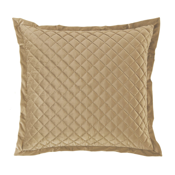 Hiend Accents Velvet Euro Sham - Luxurious Diamond Quilted Design For Elegant Bedroom Decor And Comfort Upgrade Oatmeal 100% Polyester Fb6300es-os-om