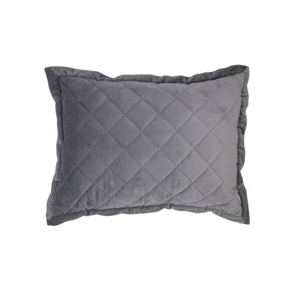 Hiend Accents Velvet Diamond Quilted Boudoir Pillow – Luxurious Velvet Accent For Elegant Bedroom Decor And Comfort Gray Shell, 100% Polyester,Fill, 100% Waterfowl Feathers Fb6300p1-os-gy