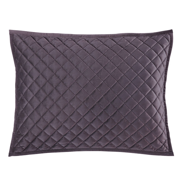 Hiend Accents Velvet Diamond Quilted Pillow Sham Set - Elevate Your Bedroom With Luxurious Comfort And Style Amethyst Face And Back, 100% Polyester,Fill, 100% Polyester Fb6300ps-ks-am