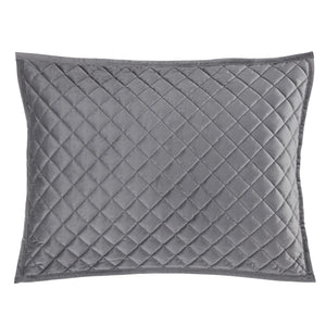 Hiend Accents Velvet Diamond Quilted Pillow Sham Set - Elevate Your Bedroom With Luxurious Comfort And Style Gray Face And Back, 100% Polyester,Fill, 100% Polyester Fb6300ps-ks-gr