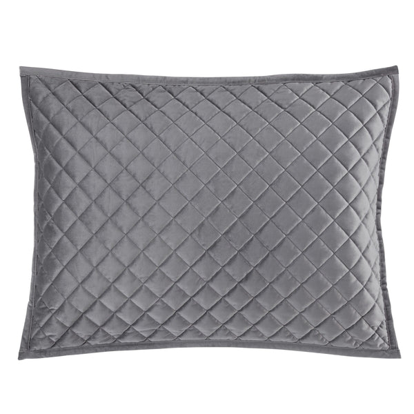 Hiend Accents Velvet Diamond Quilted Pillow Sham Set - Elevate Your Bedroom With Luxurious Comfort And Style Gray Face And Back, 100% Polyester,Fill, 100% Polyester Fb6300ps-ks-gr