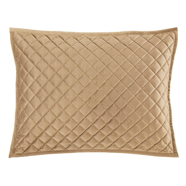 Hiend Accents Velvet Diamond Quilted Pillow Sham Set - Elevate Your Bedroom With Luxurious Comfort And Style Tan Face And Back, 100% Polyester,Fill, 100% Polyester Fb6300ps-ks-om
