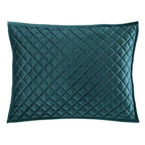 Hiend Accents Velvet Diamond Quilted Pillow Sham Set - Elevate Your Bedroom With Luxurious Comfort And Style Teal Face And Back, 100% Polyester,Fill, 100% Polyester Fb6300ps-ks-tl