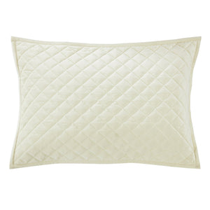 Hiend Accents Velvet Diamond Quilted Pillow Sham Set - Elevate Your Bedroom With Luxurious Comfort And Style Cream Face,Back And Fill, 100% Polyester Fb6300ps-ss-cr