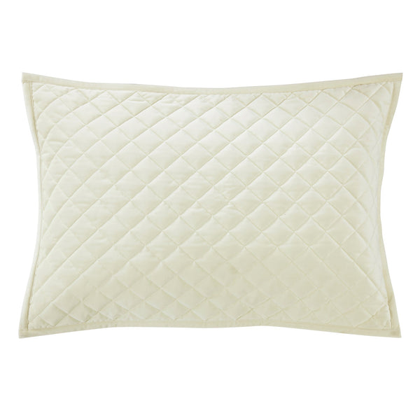 Hiend Accents Velvet Diamond Quilted Pillow Sham Set - Elevate Your Bedroom With Luxurious Comfort And Style Cream Face,Back And Fill, 100% Polyester Fb6300ps-ss-cr